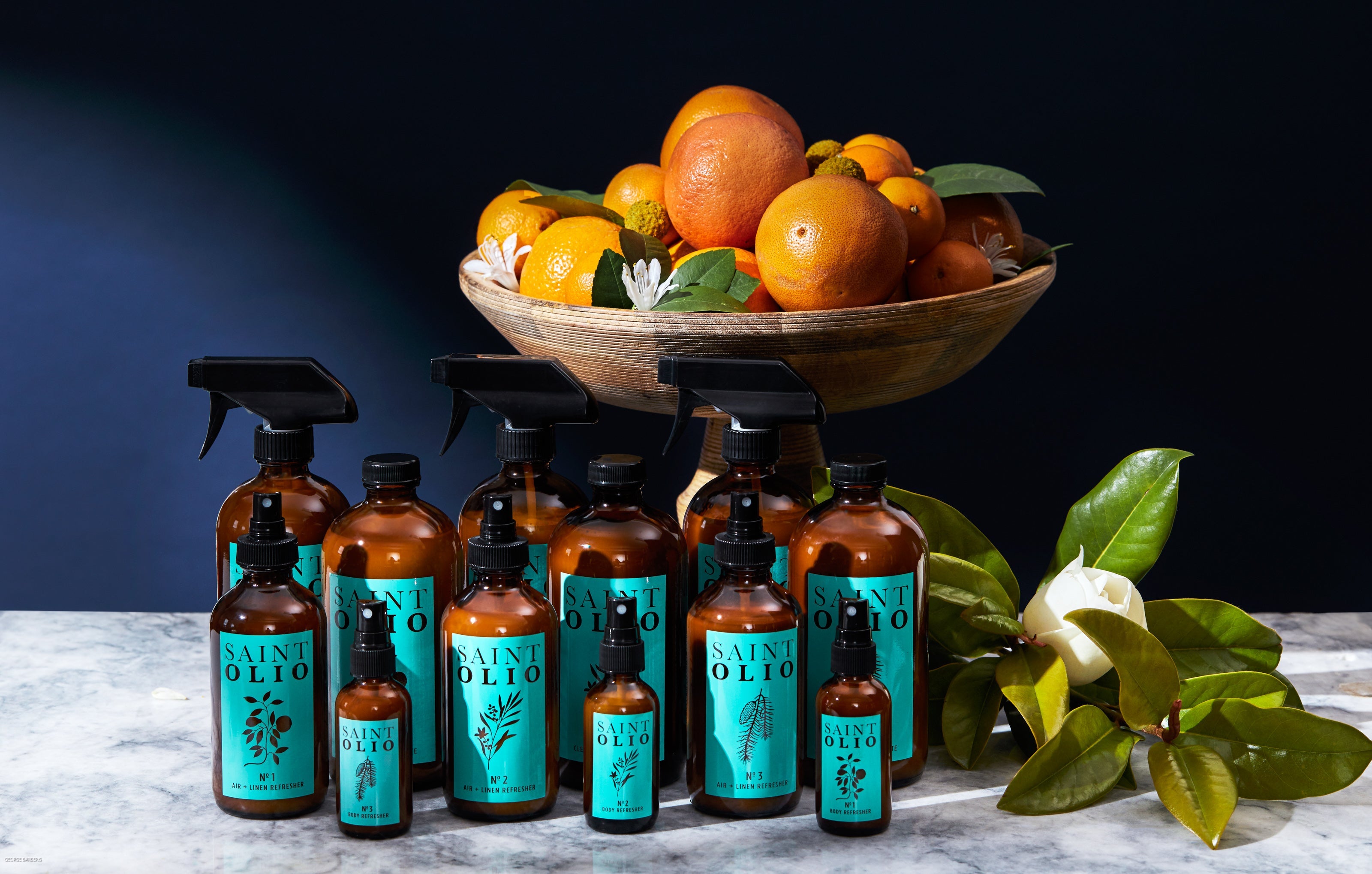 Saint Olio natural cleaning collection — plant-based cleaner concentrate, air and linen refresher, and body spray