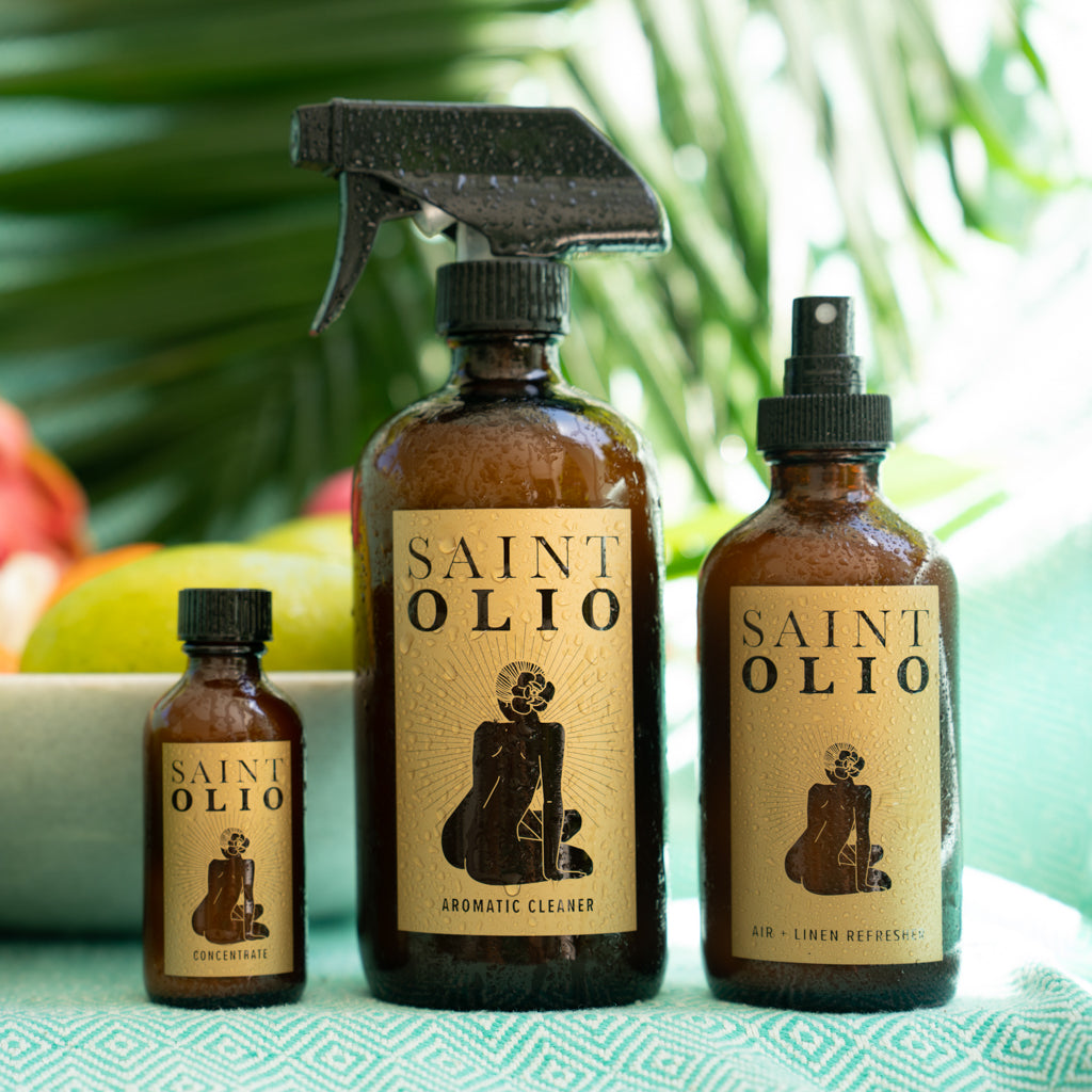 Saint Olio Cala collection — Concentrate, Aromatic Cleaner, and Air + Linen Refresher